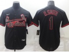 Nike St. Louis Cardinals #1 Ozzie Smith Black Lights Out Jersey