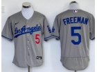 Nike Los Angeles Dodgers #5 Freddie Freeman Grey Los Angeles Flexbase Jersey