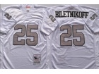 Oakland Raiders #25 Fred Biletnikoff White With Silver Number Throwabck Jersey