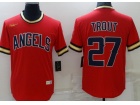 Nike Los Angeles Angels #27 Mike Trout Red Throwback Jersey