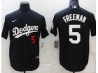 Nike Los Angeles Dodgers #5 Freddie Freeman Black With Red Number Cool Base Jersey