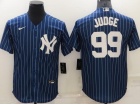 Nike New York Yankees #99 Aaron Judge Blue Pinstrip Cool Base Jersey