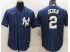 Nike New York Yankees #2 Derek Jeter Blue Pinstrip Cool Base Jersey