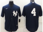 Nike New York Yankee #4 Blue Cool Base Jersey