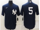 Nike New York Yankee #5 Blue Cool Base Jersey