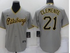 Nike Pittsburgh Pirates #21 Robert Clemente Grey With Pittsburgh Cool Base Jersey