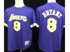 Los Angeles Lakers #8 Kobe Bryant Purple Throwabck Short Slevees Jersey