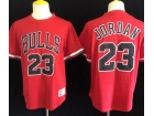 Chicago Bulls #23 Michael Jordan Red Throwabck Short Slevees Jersey