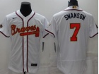 Nike Atlanta Braves #7 Dansby Swanson White Gold Program Champion Flexbase Jersey