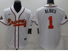 Nike Atlanta Braves #1 Ozzie Albies White Gold Program Champion Cool Base Jersey