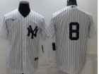 Nike New York Yankee #8 White Cool Base Jersey