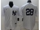 Nike New York Yankee #28 White Cool Base Jersey