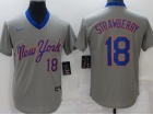 Nike New York Mets #18 Darryl Strawberry Grey Throwback Jersey