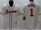 Nike Atlanta Braves #1 Ozzie Albies Cream Cool Base Jersey