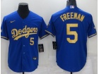 Nike Los Angeles Dodgers #5 Freddie Freeman Blue With Golden Number Cool Base Jersey