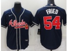 Nike Atlanta Braves #54 Max Fried Blue Cool Base Jersey