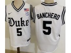 Nike Duke Blue Devils #5 Paolo Banchero White With Black Number Jersey