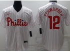 Nike Philadelphia Phillies #12 Schwarber White Cool Base Jersey