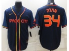 Nike Houston Astros #34 Nolan Ryan Blue Space City Cool Base Jersey