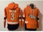 Denver Broncos #3 Russell Wilson Orange Hoodie