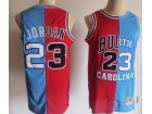 North Carolina & Chicago Bulls #23 Michael Jordan Blue White Split Jeresey