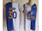 Golden State Warriors #30 Stephen Curry Blue White Split Jeresey