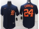 Nike Detroit Tigers #24 Miguel Cabrera Blue With Orange Number Cool Base Jersey