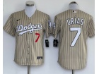 Nike Los Angeles Dodgers #7 Julio Urias Tan With Pinstripes Cool Base Jersey