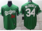 Los Angeles Dodgers #34 Fernando Valenzuela Green Cool Base Jersey