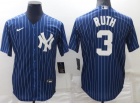 Nike New York Yankees #3 Babe Ruth Blue With Pinstrip Cool Base Jersey