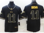 Philadelphia Eagles #11 Aj Brown Black Golden Limited Jersey