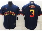 Nike Houston Astros #3 Jeremy Pena Blue Rainbow Cool Base Jersey