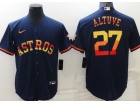 Nike Houston Astros #27 Jose Altuve Blue Rainbow Cool Base Jersey