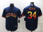 Nike Houston Astros #34 Nolan Ryan Blue Rainbow Cool Base Jersey