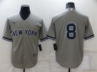 Nike New York Yankee #8 Grey Cool Base Jersey