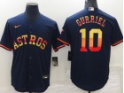 Nike Houston Astros #10 Yuli Gurriel Blue Rainbow Cool Base Jersey