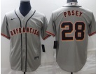 Nike San Francisco Giants #28 Buster Posey Grey Cool Base Jersey