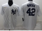 Nike New York Yankee #42 Mariano Rivera White pinstrip Cool Base Jersey