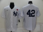 Nike New York Yankee #42 White Pinstrip 2022 Memorial Day Cool Base Jersey