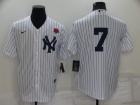 Nike New York Yankee #7 White Pinstrip 2022 Memorial Day Cool Base Jersey