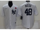 Nike New York Yankees #48 Anthony Rizzo White Pinstrip 2022 Memorial Day Cool Base Jersey