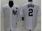 Nike New York Yankees #2 Derek Jeter White Pinstrip 2022 Memorial Day Cool Base Jersey