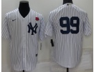 Nike New York Yankees #99 White Pinstrip 2022 Memorial Day Cool Base Jersey