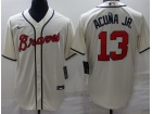 Nike Atlanta Braves #13 Ronald Acuna Jr.Cream Cool Base Jersey