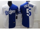 Nike Los Angeles Dodgers #5 Freddie Freeman White And Blue Split Cool Base Jersey