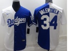 Nike Los Angeles Dodgers #34 Fernando Valenzuela White And Blue Split Cool Base Jersey