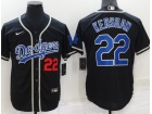 Nike Los Angeles Dodgers #22 Clayton Kershaw Black Throwback Cool Base Jersey