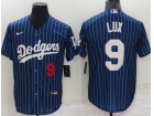 Nike Los Angeles Dodgers #9 Gavin Lux Blue Pinstrip Cool Base Jersey