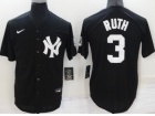 Nike New York Yankees #3 Babe Ruth Black Throwback Jersey