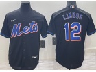 Nike New York Mets #12 Francisco Lindor Black Cool Base Jersey